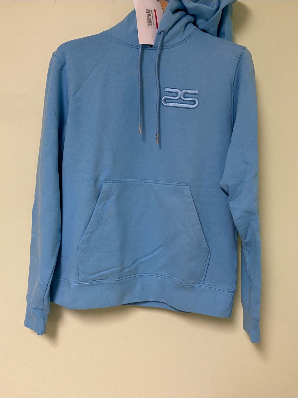 Sandro Light Blue Pullover Hoodie with Embroidered Logo